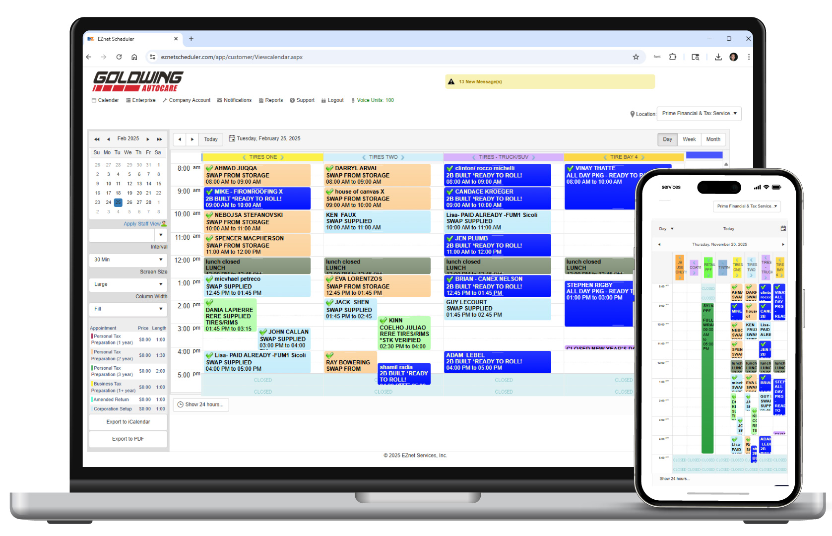 EZnet Scheduler Automotive View